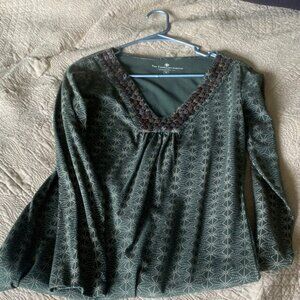 The Territory Ahead Forest Green Sequin Blouse